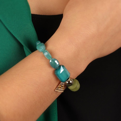 Браслет TARATATA, Glam Rock, стрейч, стеклянные бусины и силиконовыми, TT-H23-08307-207 зеленый фото 10