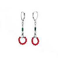 Серьги Lanzerotti, Caribi, с кораллом, малахитом и перламутром, LZ-26.06-183 красный
