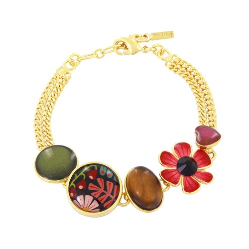 Браслет TARATATA, Frida, смола, слюдяная пудра, стразы,тигр.глаз, TT-H25-06309-20M золотистый