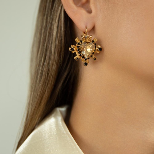 Серьги Celeste G, с кристаллами Swarovski и фианитами, CS25.1-1189 янтарный фото 2