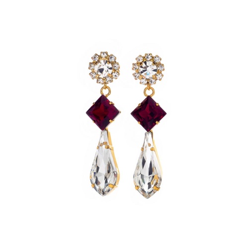 Серьги Celeste G, с кристаллами Swarovski и фианитами, CS26.1-1627 красный
