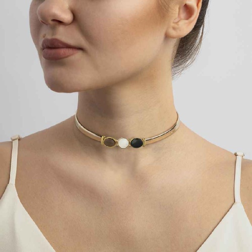 Чокер Possebon mother mosaic/black agate/tiger eye фото 2