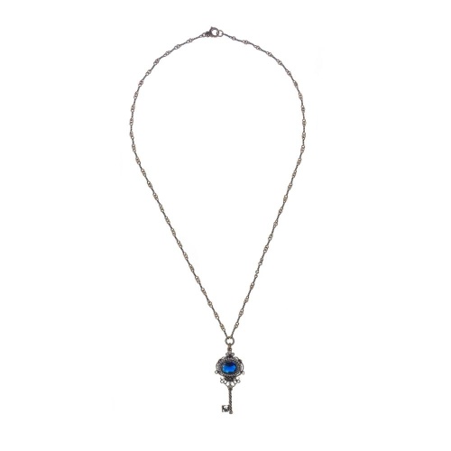 Колье Alcozer&J, подвеска-ключ, жемчуг, гранат, кристалл, AL-C3603C синий фото 3