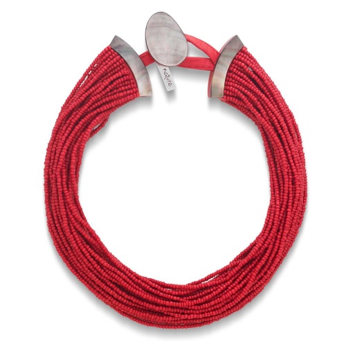 Колье Nature Bijoux, Sumida, с перламутром и бисером, кожа, NB26.2-15-43850 красный