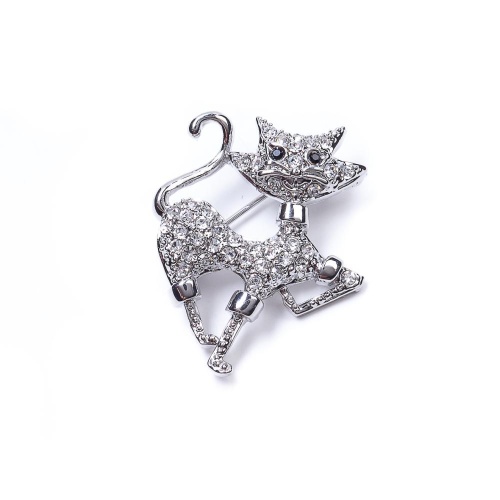 Брошь Moon Paris, Nord, кот в сапогах, с кристаллами, MoS-22.03-015 серебристый