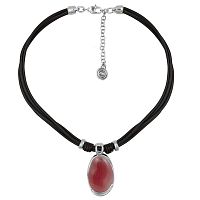 Колье Ciclon, Vega, кожаное, с муранским стеклом, CN-232831 розовый