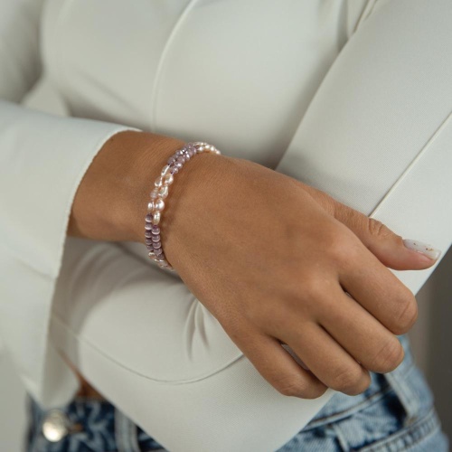 Браслет Lanzerotti, Anne with an E, пружина, с жемчугом и кошачьим глазом, LZ-25.08-252 сиреневый фото 2