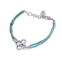 Браслет Lanzerotti, Verde, двойной, с кристаллами и гематитом, LZ-24.12-551 бирюзовый