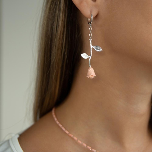 Серьги Lanzerotti, Anne with an E, асимметричные, с кораллом и кристаллами, LZ-25.08-238 розовый фото 3