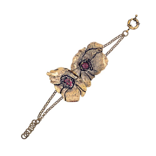 Браслет Alcozer&J, с цветами и гранатом, AL2406-B5283C золотистый