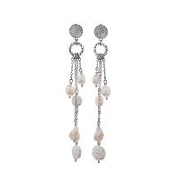 Серьги Lanzerotti, Pianoforte, с жемчугом барокко, LZ-25.12-393 белый