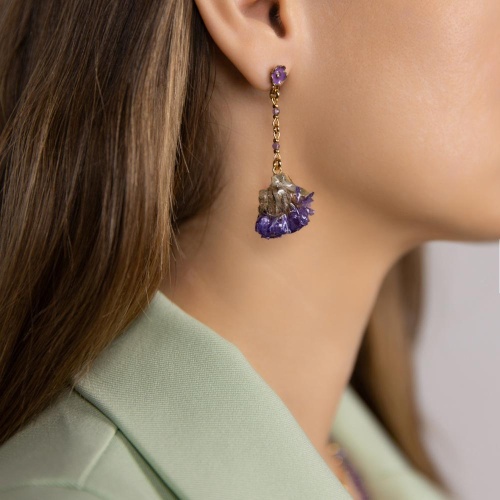 Серьги Lanzerotti, Erbario, с аметистом и соцветием, LZ-26.02-065 фиолетовый фото 2
