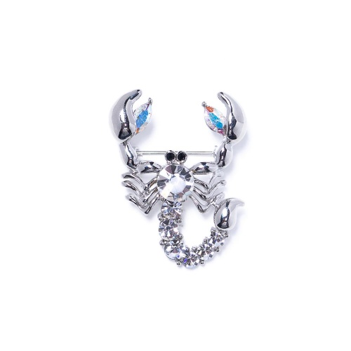 Брошь Moon Paris, Nord, скорпион, с кристаллами, MoS-21.10-016 серебристый