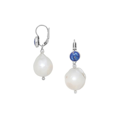 Серьги Nature Bijoux, Pacifique, с жемчугом и цветной эмалью, NB26.1-12-90651 синий