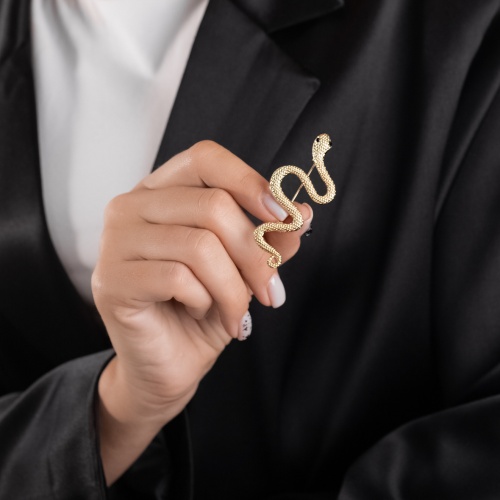 Брошь Moon Paris, змея с кристаллами, Mo-Y24.11-079 золотистый фото 2