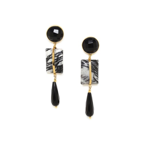 Серьги Nature Bijoux, Berlin, с яшмой и агатом, NB23.2-12-78740 черный