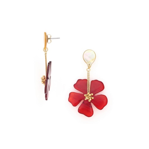 Серьги Nature Bijoux, Hibiscus, с перламутром и цветком из рога, NB25.1-12-79986 красный фото 2