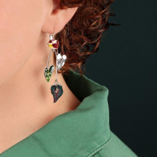 Серьги TARATATA, Fabuleuse, асимметрия, с цветной смолой и узорами, TT-W25-01709-10M серебристый фото 2