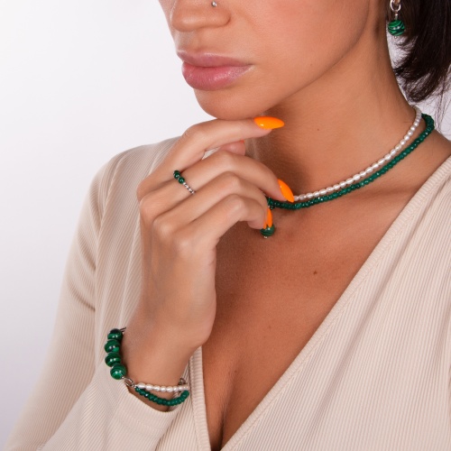 Браслет Lanzerotti, Crespino, с малахитом, агатом и жемчугом, LZ-23.05-190 зеленый фото 3