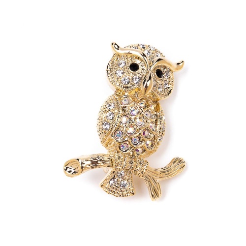 Брошь Moon Paris, Nord, филин, с кристаллами, MoS-22.03-006 золотистый