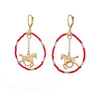 Серьги Lanzerotti, Mustang, перламутр, кристаллы, подвеска-лошадь, LZ-25.11-349 красный