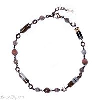 Колье Lanzerotti, Diaspro, агат, солнечник, лунный камень, LZ-21.02-041 коричневый