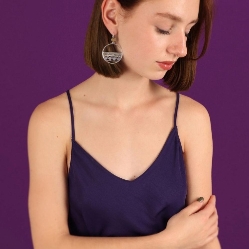 Серьги TARATATA, Ciboulette, со стразами и стеклянными бусинами, TT-E24-08767-10M серебристый фото 4