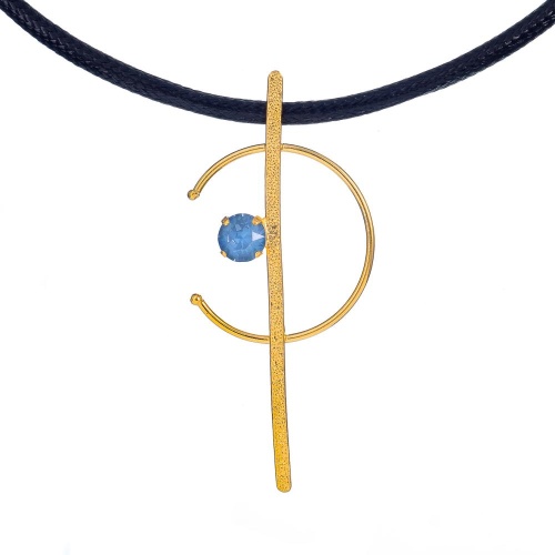 Колье Catherine Bijoux, Half moon, с кристаллом, CB25.1-5357AG голубой фото 2
