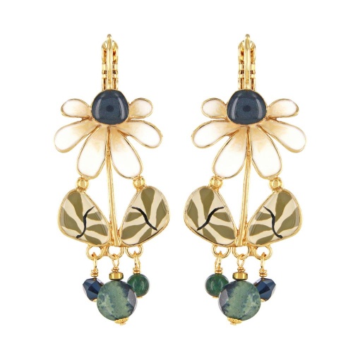 Серьги TARATATA, Zen, стек.бусина, яшма Камбаба, гематит, агат, TT-W25-07771-20M золотистый