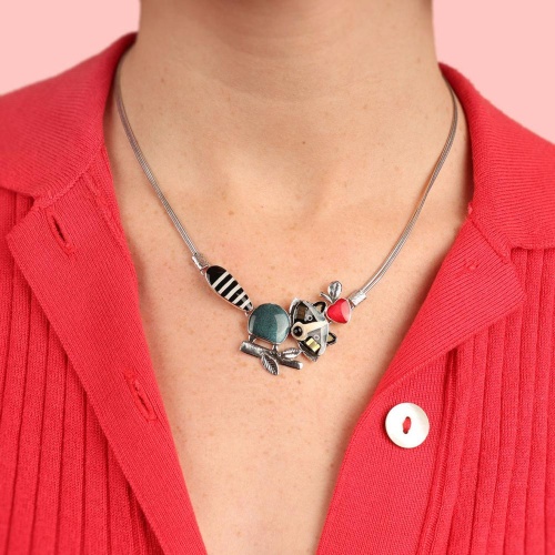 Колье TARATATA, Raton lover, цветная смола, бусины, слюдяная пудра, TT-T25-03104-104 серый фото 3