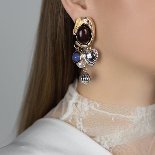 Серьги Moon Paris, слон со смальтой, эмалью и бусиной, Mo-Y26.03-006 бордовый фото 2