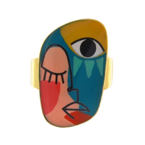 Кольцо TARATATA, Abstract, разъемное, с цветной смолой, TT-W24-05425-20M золотистый фото 2