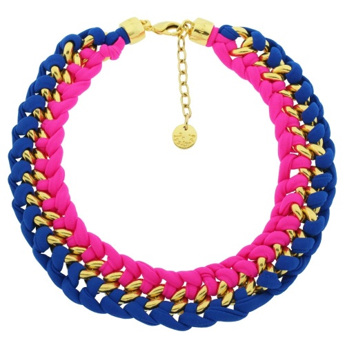 Колье Tra-la-ra, Colors, плетеное, с цветным текстилем, TLR23-223O208 золотистый