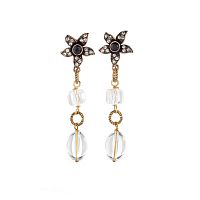 Серьги Alcozer&J, с кварцем, гранатом, Swarovski, AL-O58AY24-R хрустальный