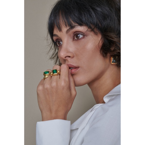 Кольцо Thot Gioielli, с рейнстоуном, TG25.1-AN17V зеленый, 17 фото 3