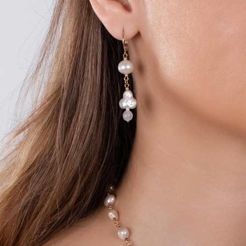 Серьги Lanzerotti, Pesca, с жемчугом, жадом и кристаллом, LZ-24.05-242 розовый