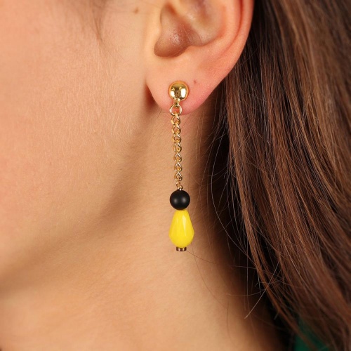 Серьги TARATATA, Glam Rock, со стеклянными бусинами, TT-H23-08936-20Y желтый фото 3