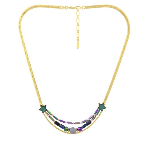 Колье TARATATA, Clair de lune, со смолой,бусинами и слюдяной пудрой, TT-H24-04106-207 зеленый фото 2