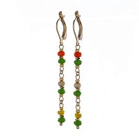 Серьги Lanzerotti, Limonata, с кристаллами и кораллом, LZ-23.04-130 зеленый