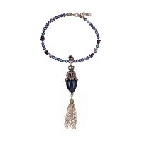 Колье Alcozer&J, обсидиан, жемчуг, гранат, Swarovski, AL2411-C218AF24 золотистый