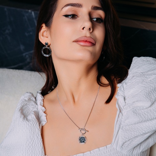 Серьги Fiore Luna Jet Nut, A2002SW-E108.4 BW/S фото 5