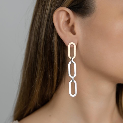 Серьги Dansk Copenhagen, Audrey, биколорные, DNSK26.1-3C2307030 серебристый фото 2
