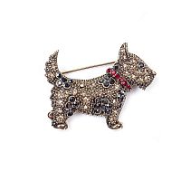 Брошь Moon Paris, Nord, шотландский терьер, с кристаллами, MoS-22.03-031 золотистый