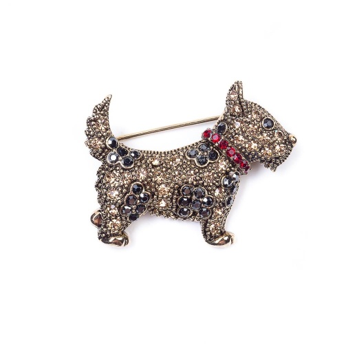 Брошь Moon Paris, Nord, шотландский терьер, с кристаллами, MoS-22.03-031 золотистый