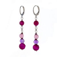 Серьги Lanzerotti, Monroe, тигровый и кошачий глаз, аметист, LZ-23.07-244 лиловый