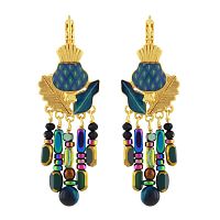 Серьги TARATATA, Chardon bleu, со смолой, бусинами и тигровым глазом, TT-H24-09773-204 синий