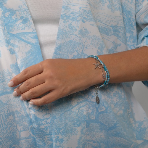 Браслет Lanzerotti, Marino, с ларимаром, магнезитом и бирюзой, LZ-25.06-192 голубой фото 2