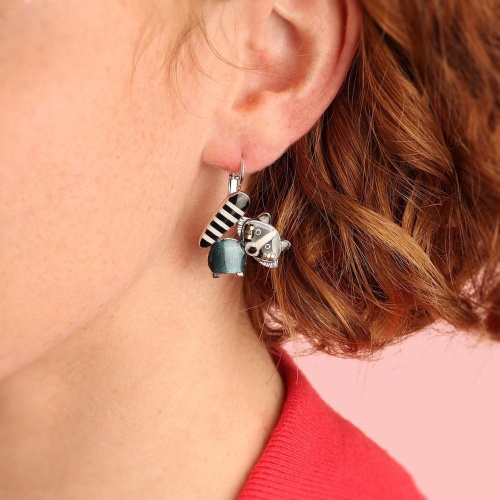 Серьги TARATATA, Raton lover, цветная смола, бусины, слюдяная пудра, TT-T25-03710-104 серый фото 3