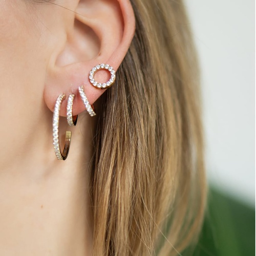 Серьги Coeur de Lion Hoop Crystal-Gold 15мм, 0146/23-1816 фото 4