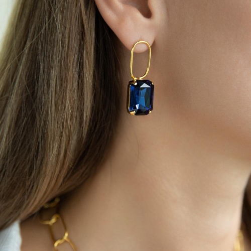 Серьги Catherine Bijoux, Crystal diva, с кристаллом, CB25.1-5278FG синий фото 2